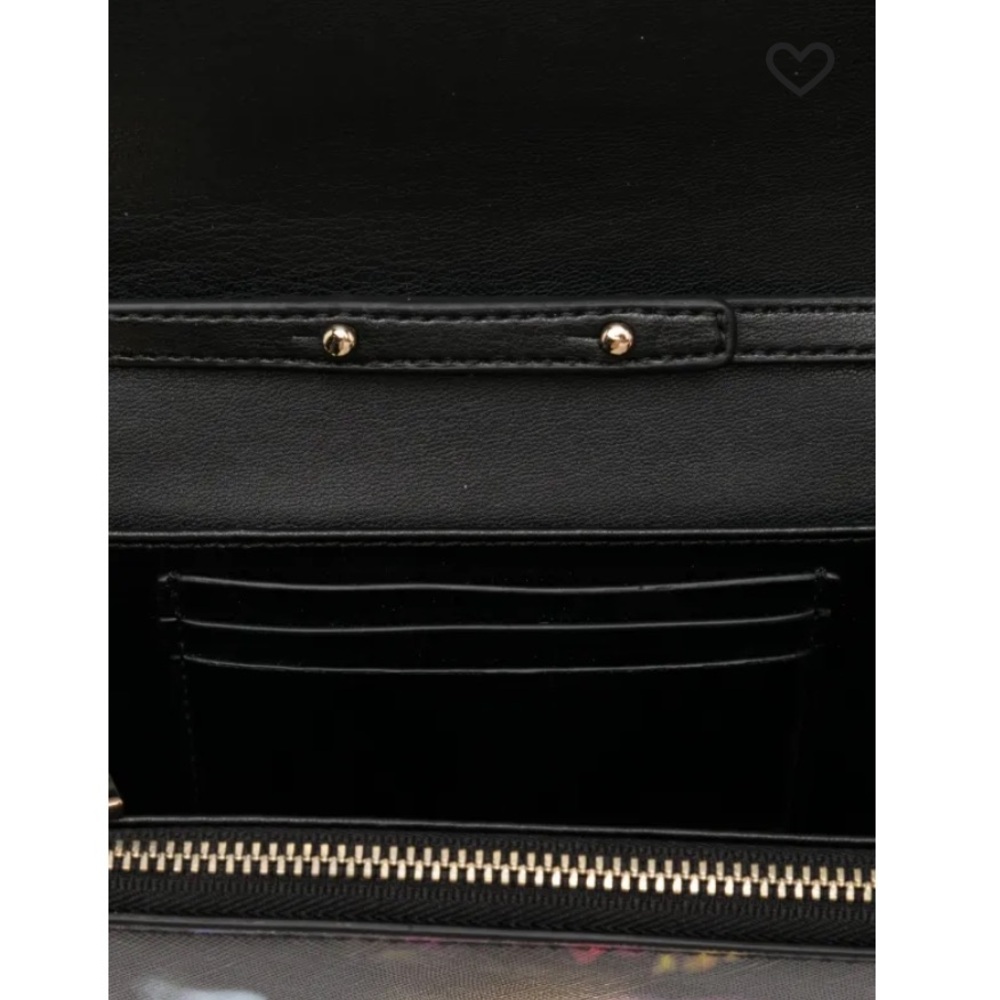 Ted Baker Floral Black Red Chain Clutch Parisa Leather Crossbody - Picture 6 of 13